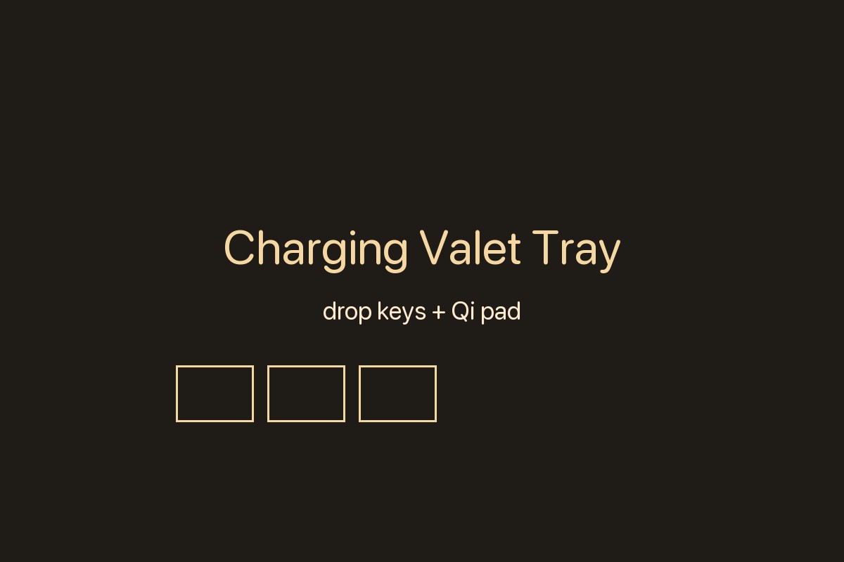 Wireless charging valet tray graphic